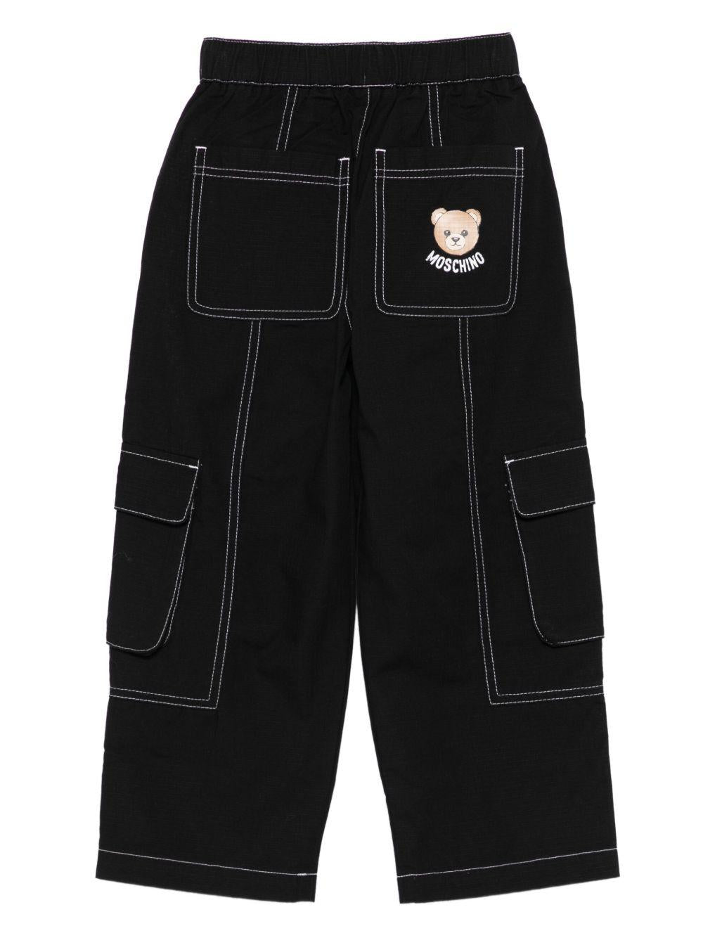 Pantaloni Neri con Cuciture a Contrasto HUP08JLZA24 60100 MOSCHINO KIDS 