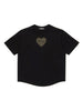 T-shirt nera logo strass heart