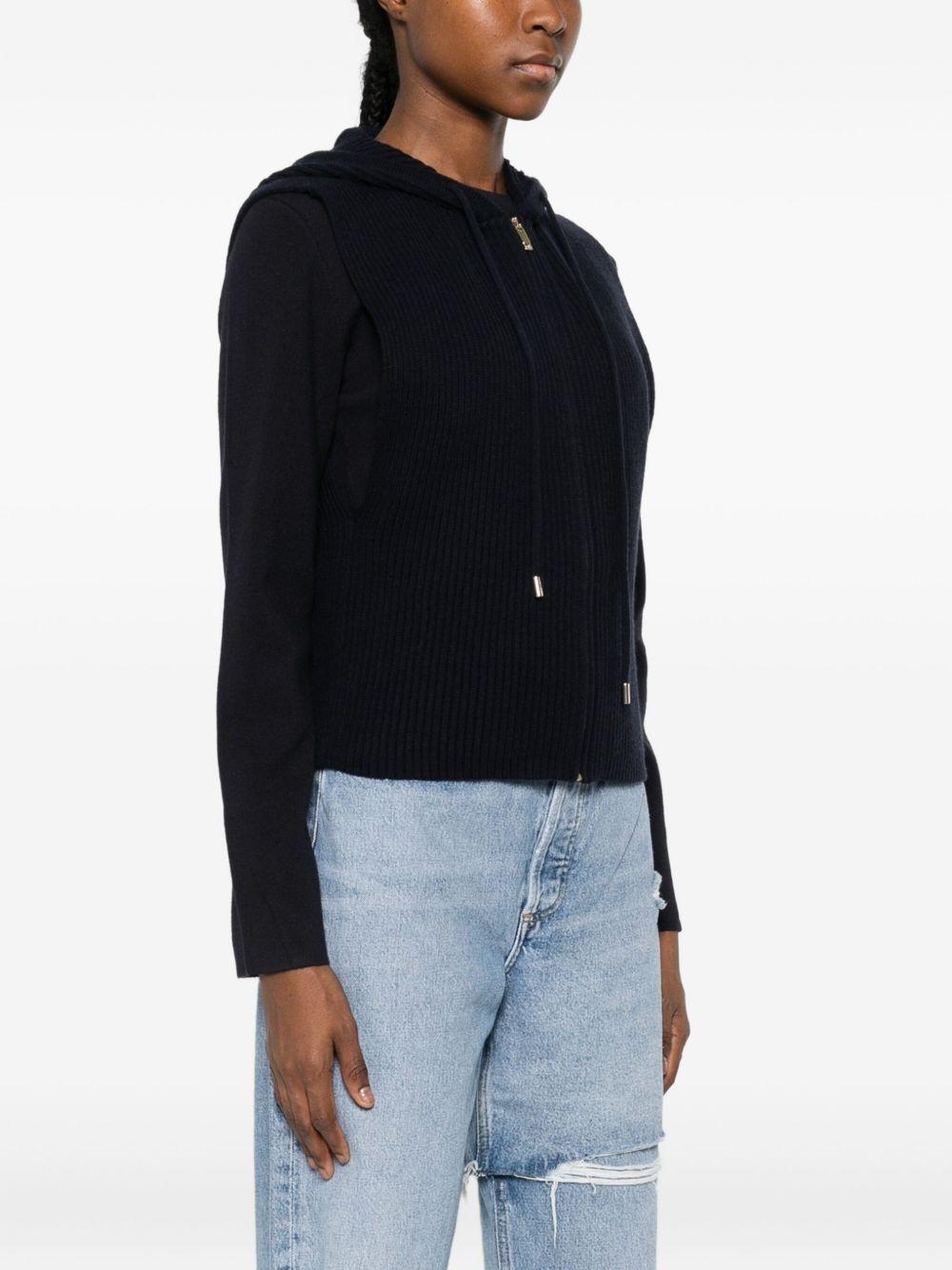 Giacca blu notte in maglia a coste con cappuccio 2526356012600 008 MAX MARA STUDIO 