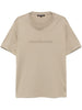 T-shirt beige logo lettering rilievo