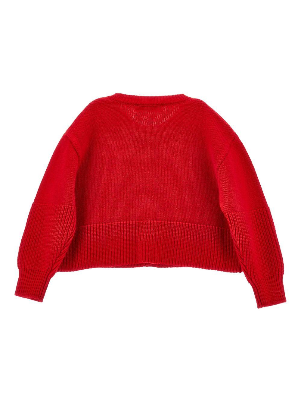 Cardigan Rosso con Bottoni e Motivo a Cuori 19F8016061 0043 MONNALISA KIDS 