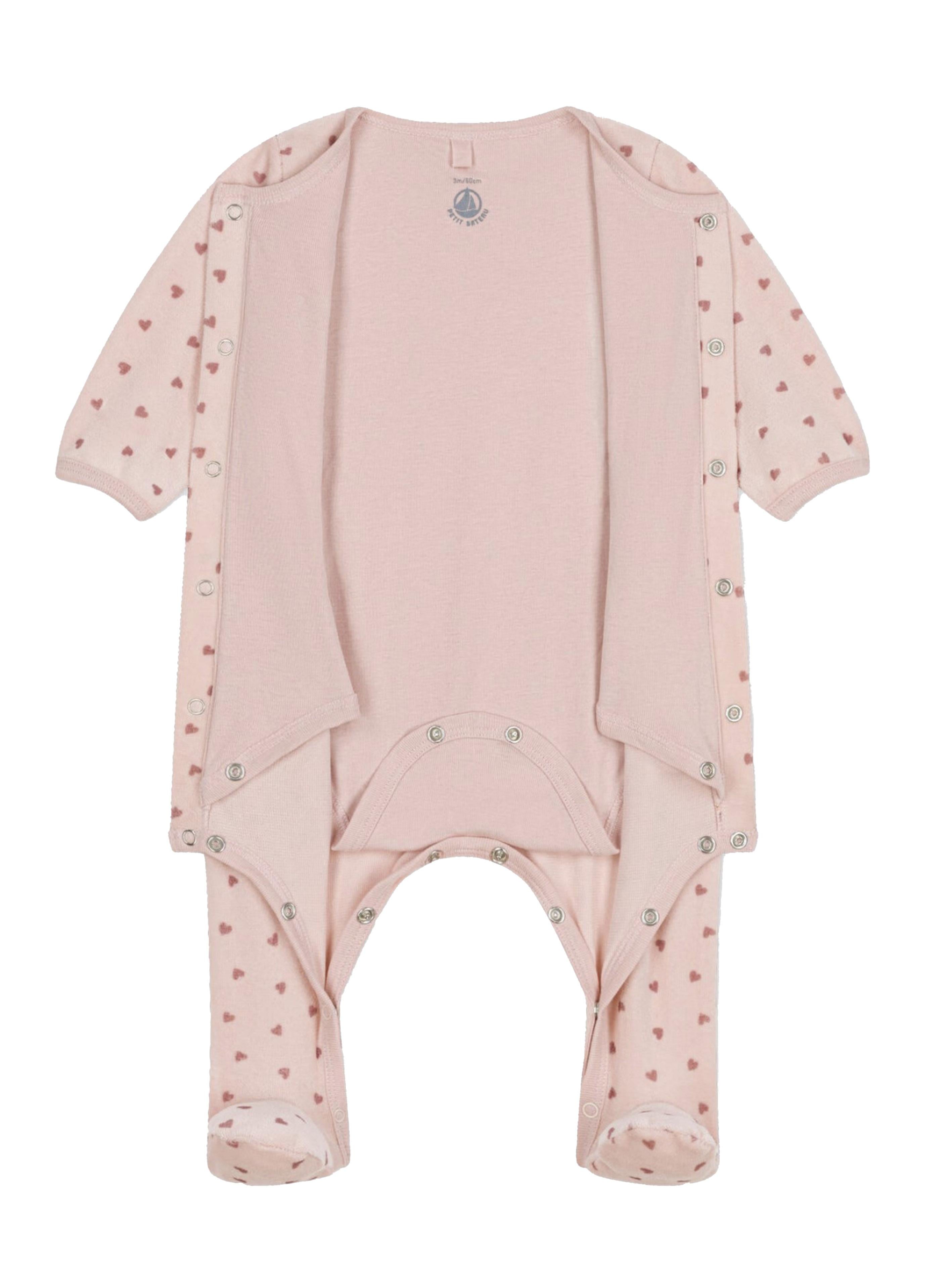 Bodyjama rosa con fantasia cuori neonata A0B7R 01 PETIT BATEAU KIDS 
