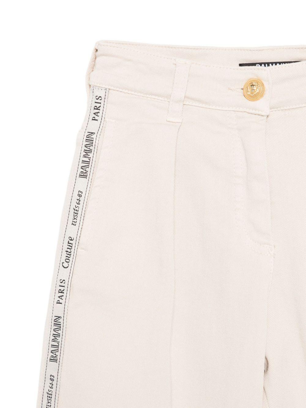 Pantaloni Beige con Logo BX6B70D0039 107AV BALMAIN KIDS 