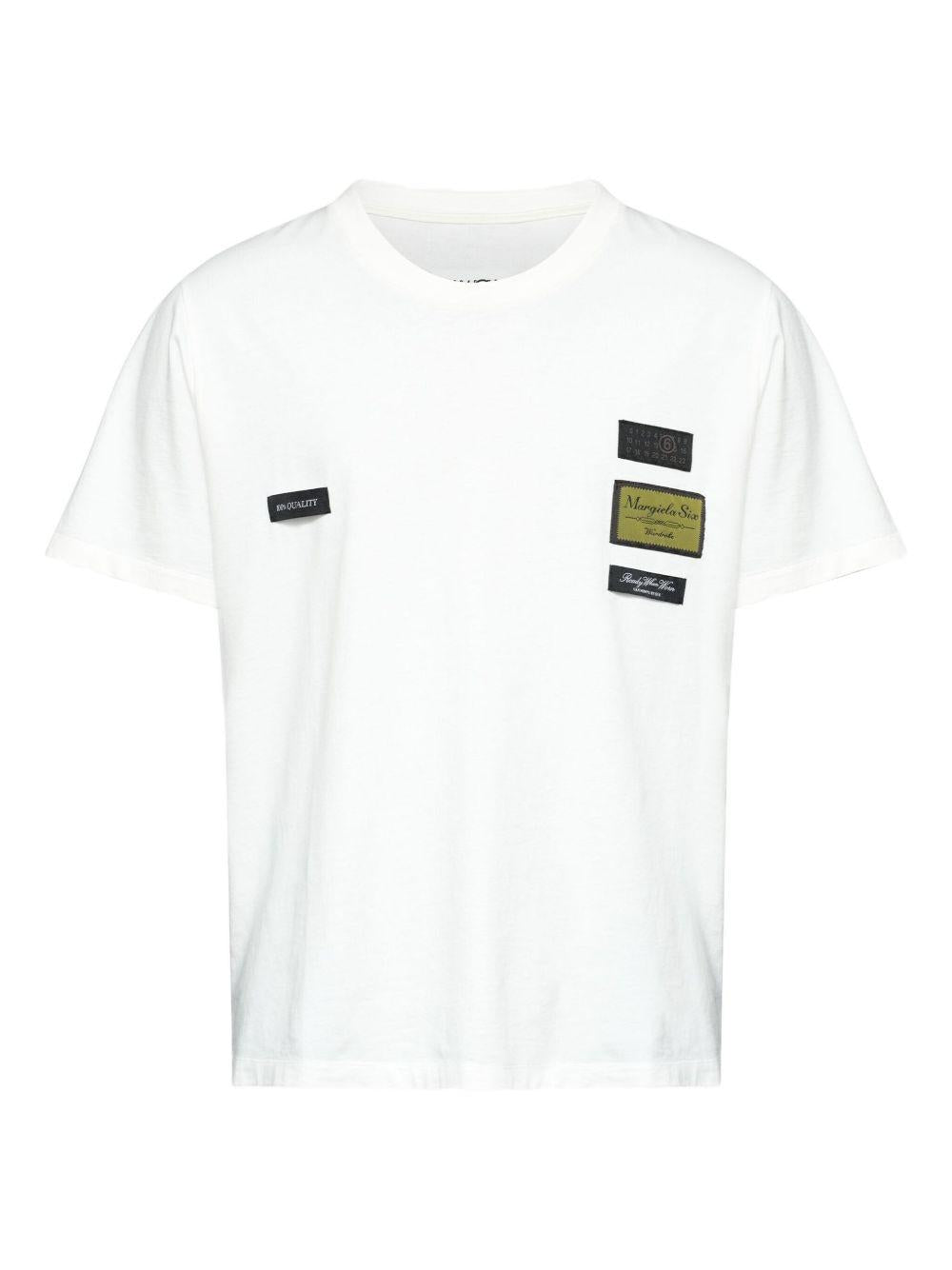T-shirt in cotone con patch applicate SH0GC0069S24311 101 MM6 MAISON MARGIELA 