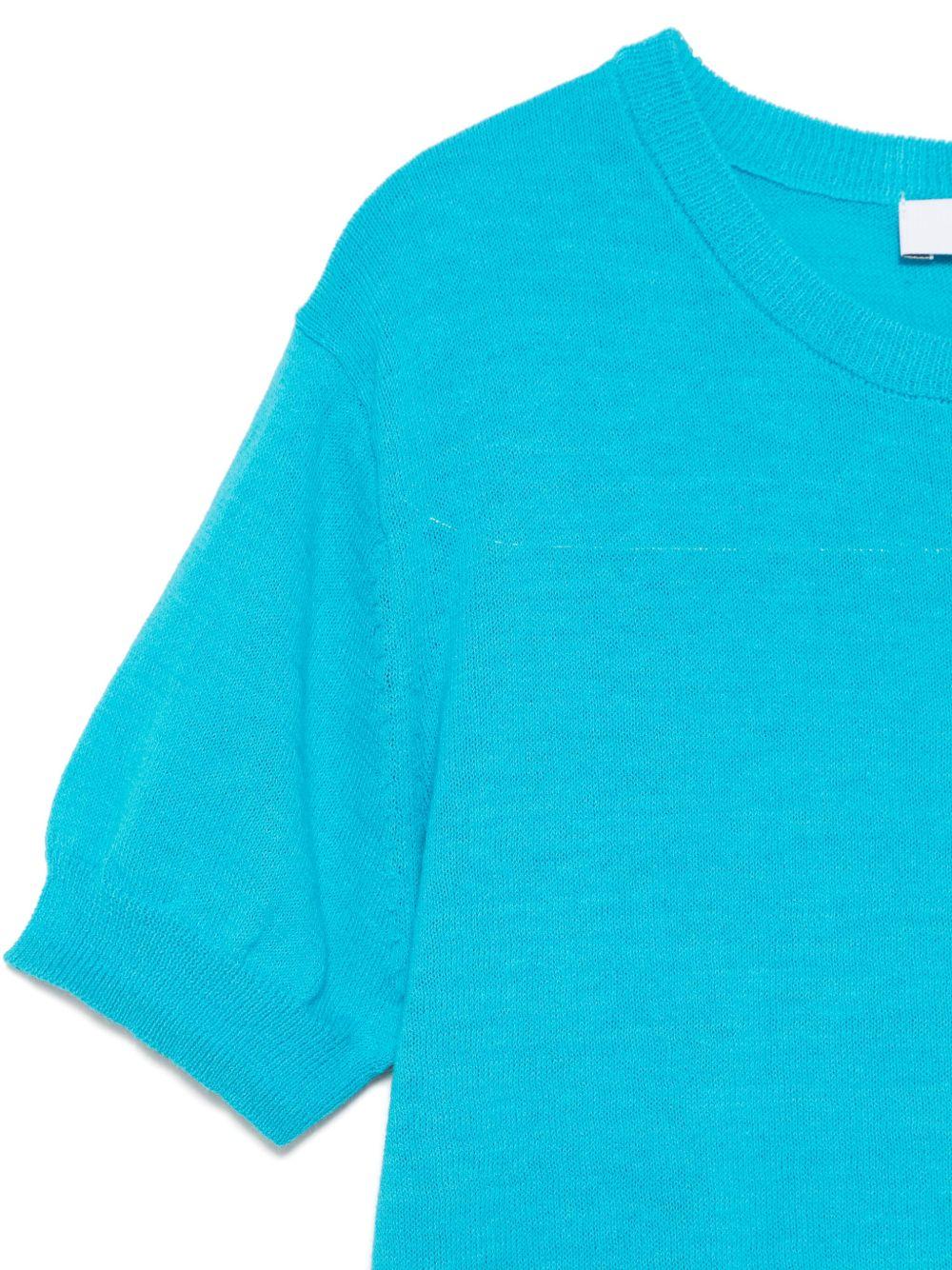 T-shirt celeste in maglia