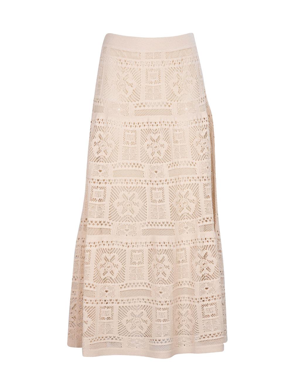 Gonna in maglia ricamata all-over marmo