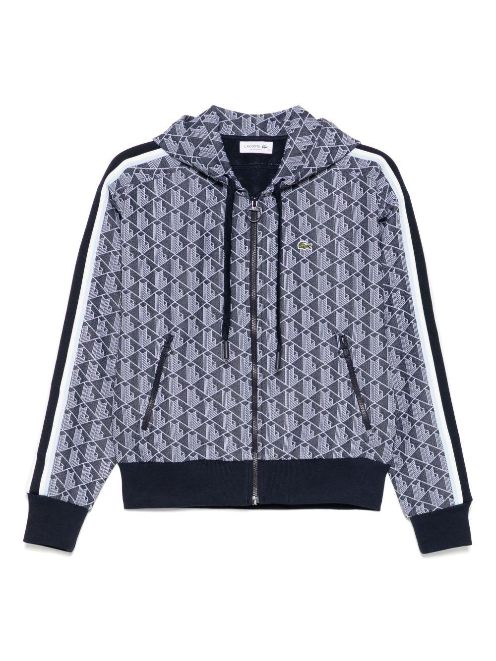 Felpa blu logo monogram all-over SF7606 525 LACOSTE 