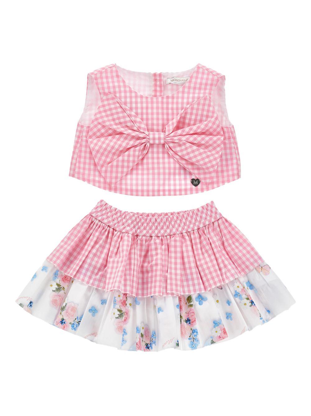 Completo vichy con fiocco 31G5027154 0093 MONNALISA KIDS 