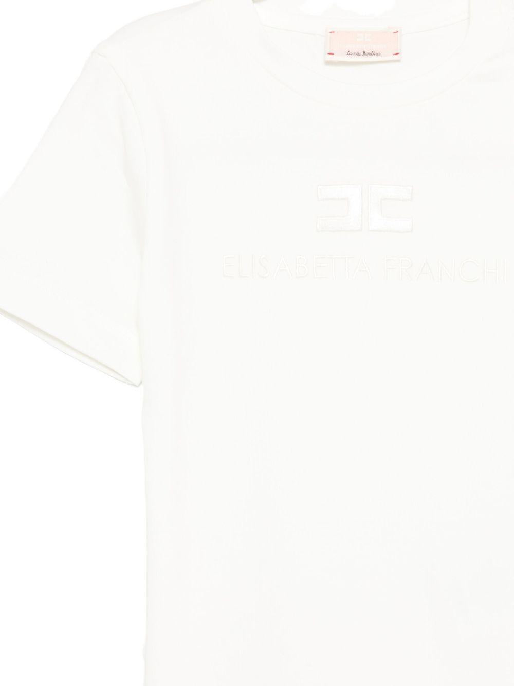 T-shirt panna con logo EGTS098JE006 0000 ELISABETTA FRANCHI KIDS 