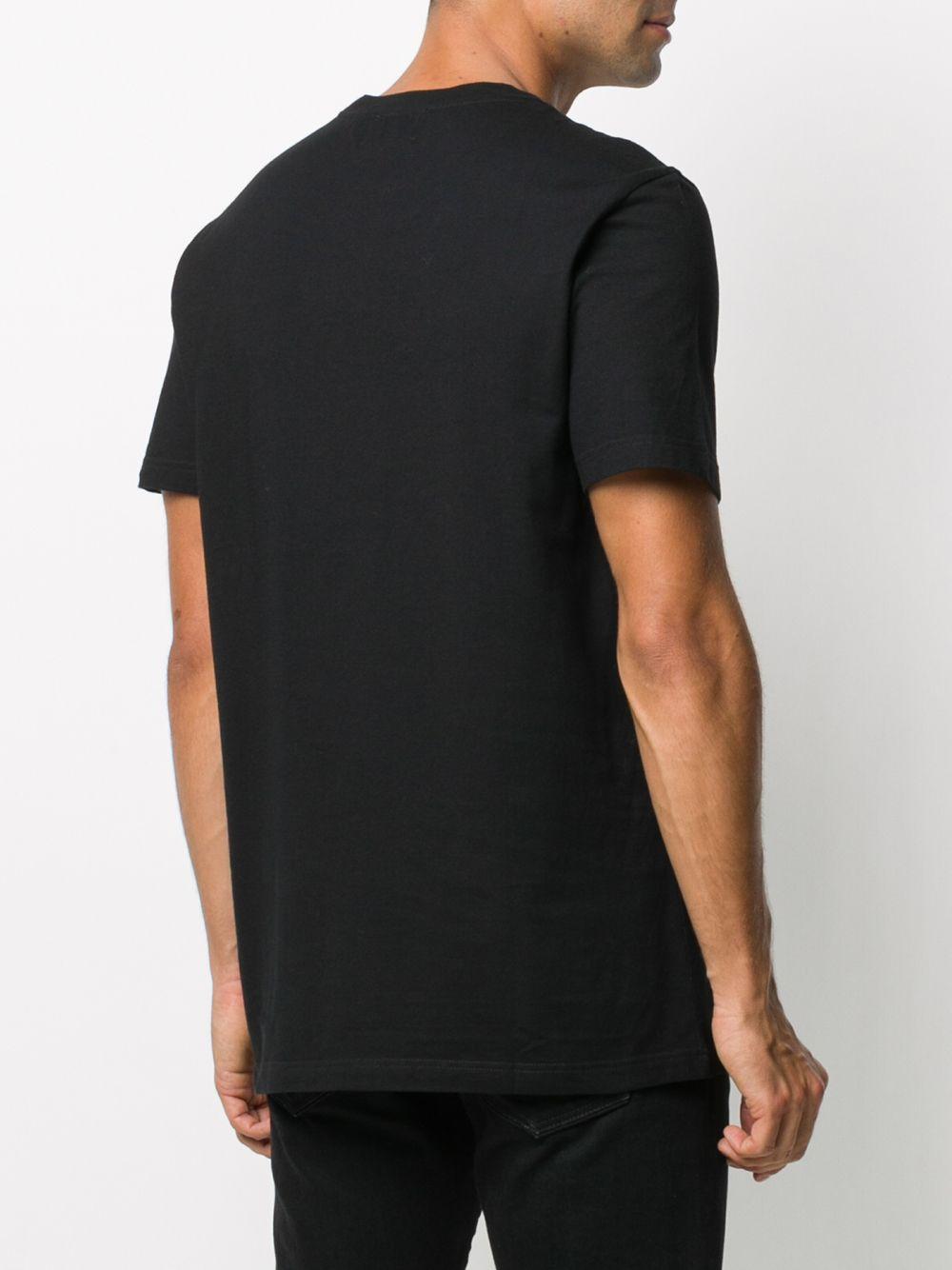 T-shirt nera logo gommato petto US198JF0271UZL4 999 DONDUP 