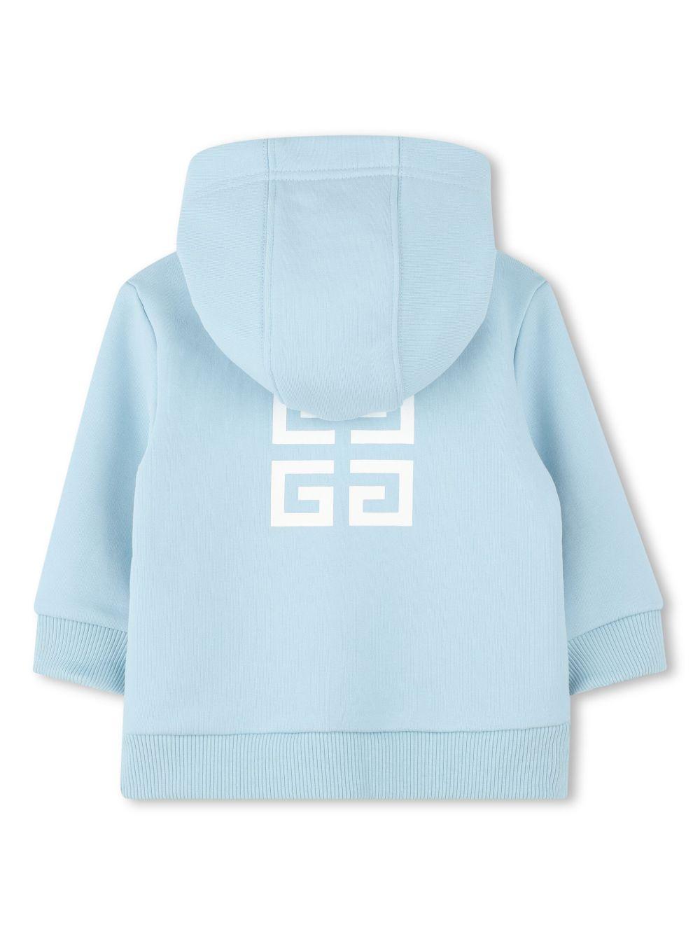Felpa celeste neonato con logo e zip