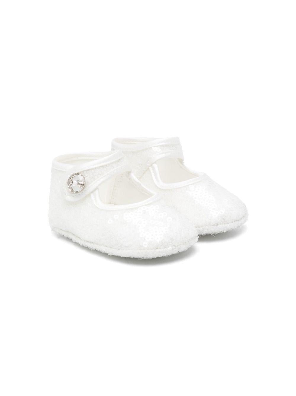 Scarpette rosa neonata con chiusura diamante e paillettes