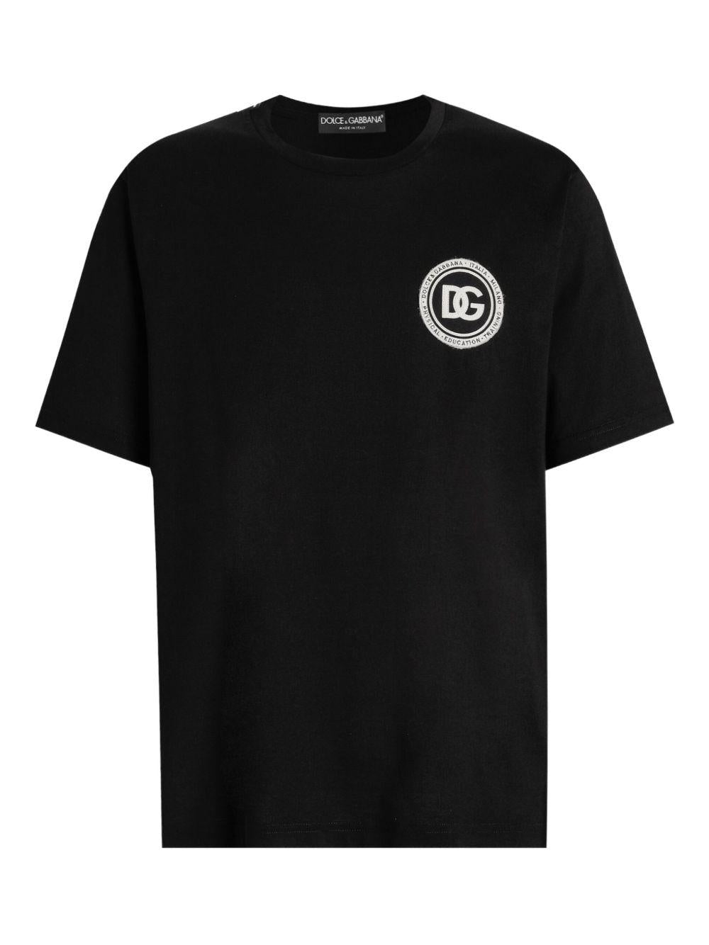 T-shirt in cotone girocollo con patch logo G8PN9ZG7PZF N0000 DOLCE&GABBANA 