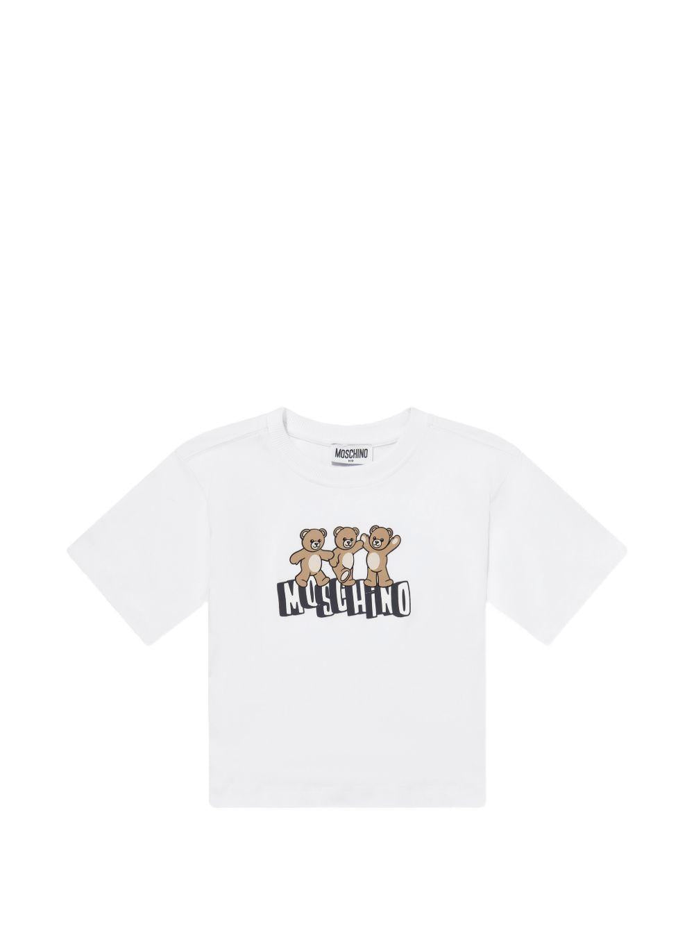 T-shirt con stampa orsetti HUM05PLAA23 10101 MOSCHINO KIDS 