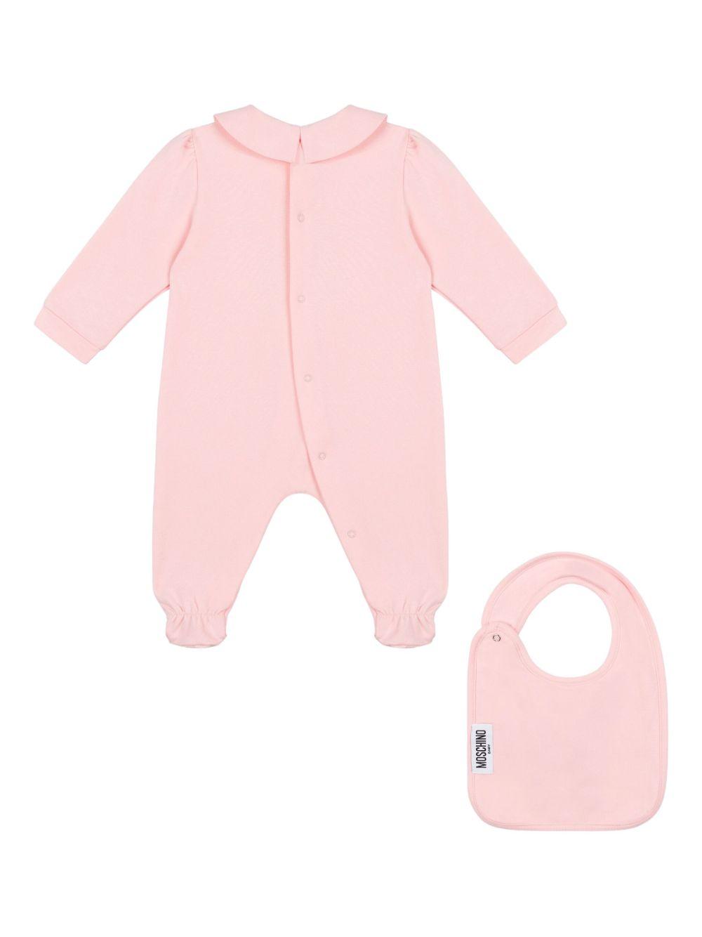 Set neonato Rosa Chiaro con Orsetto e Bavaglino MDY01ALDA16 50209 MOSCHINO KIDS 
