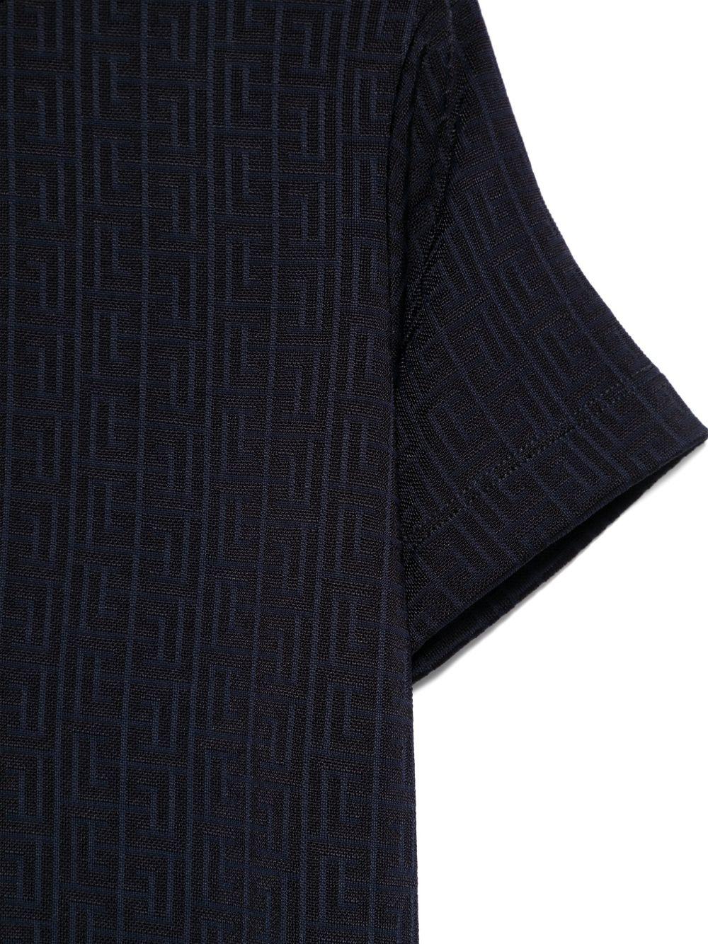 T-shirt blu con logo monogram BW8R31J0472 60K BALMAIN KIDS 