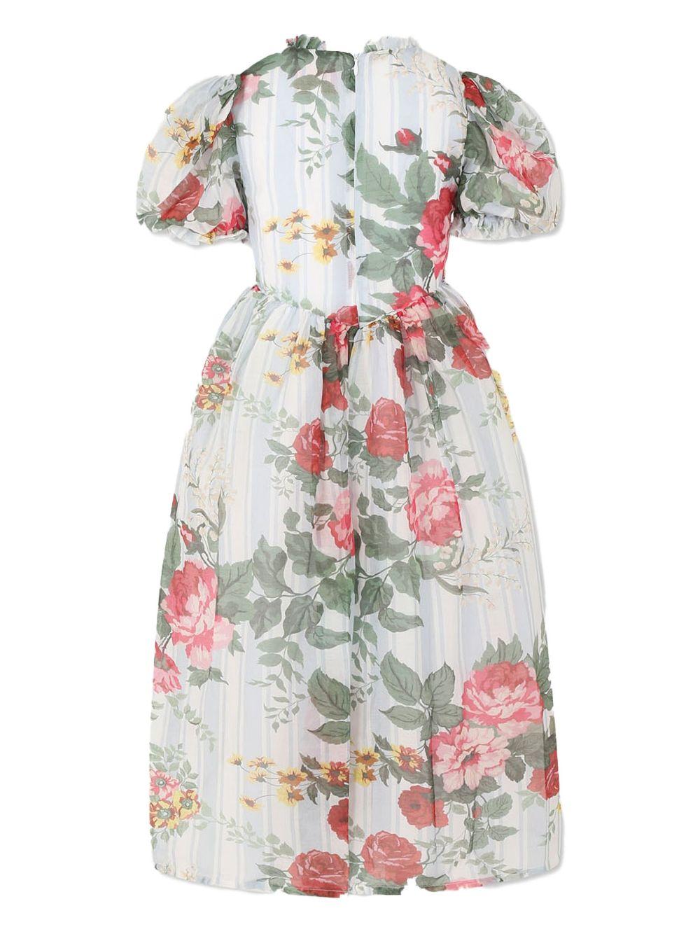 Vestito azzurro con stampa floreale all-over