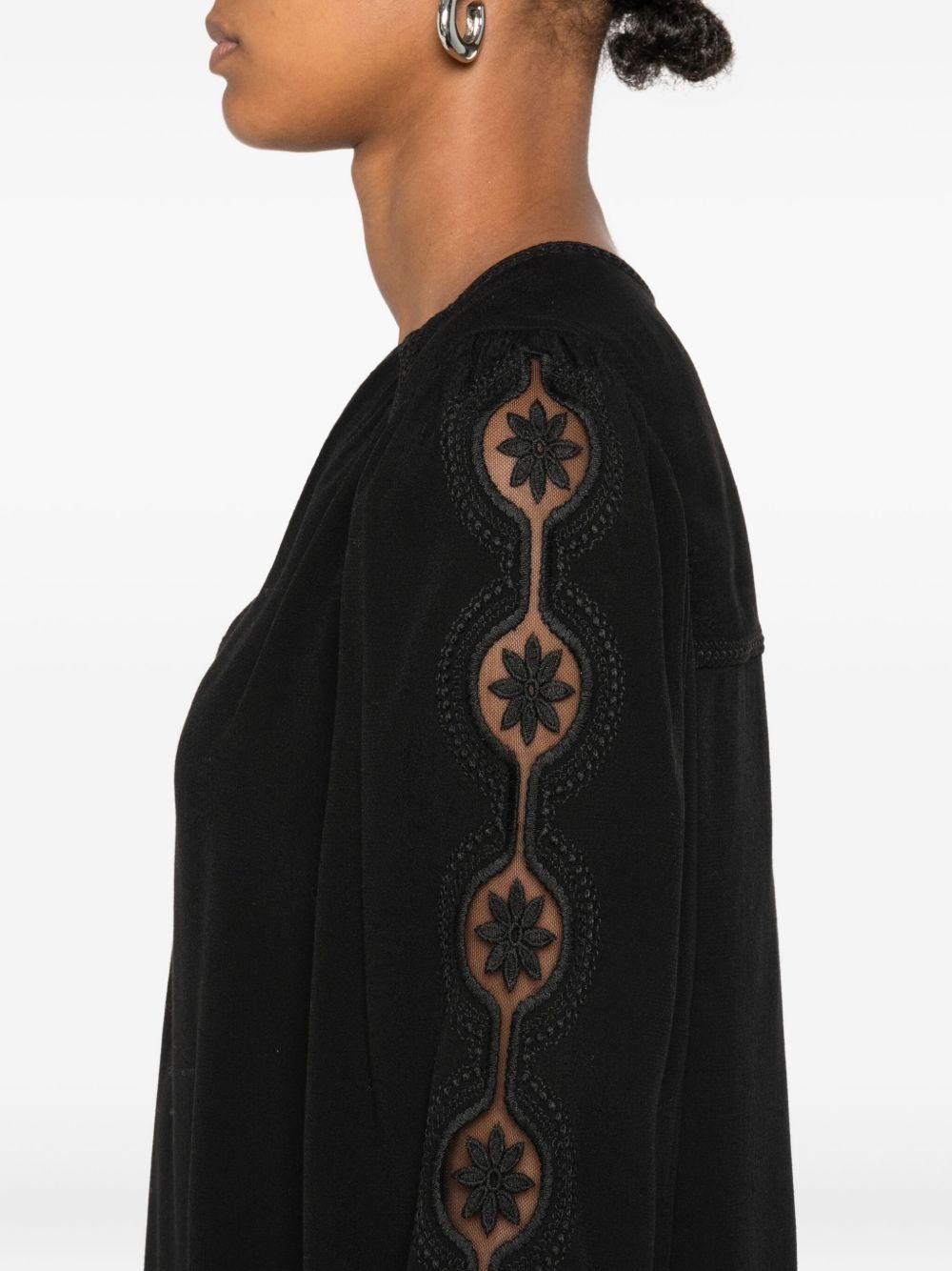 Top Donna Nero con Scollo a V e Maniche a Palloncino 252TP2151 00006 TWINSET 