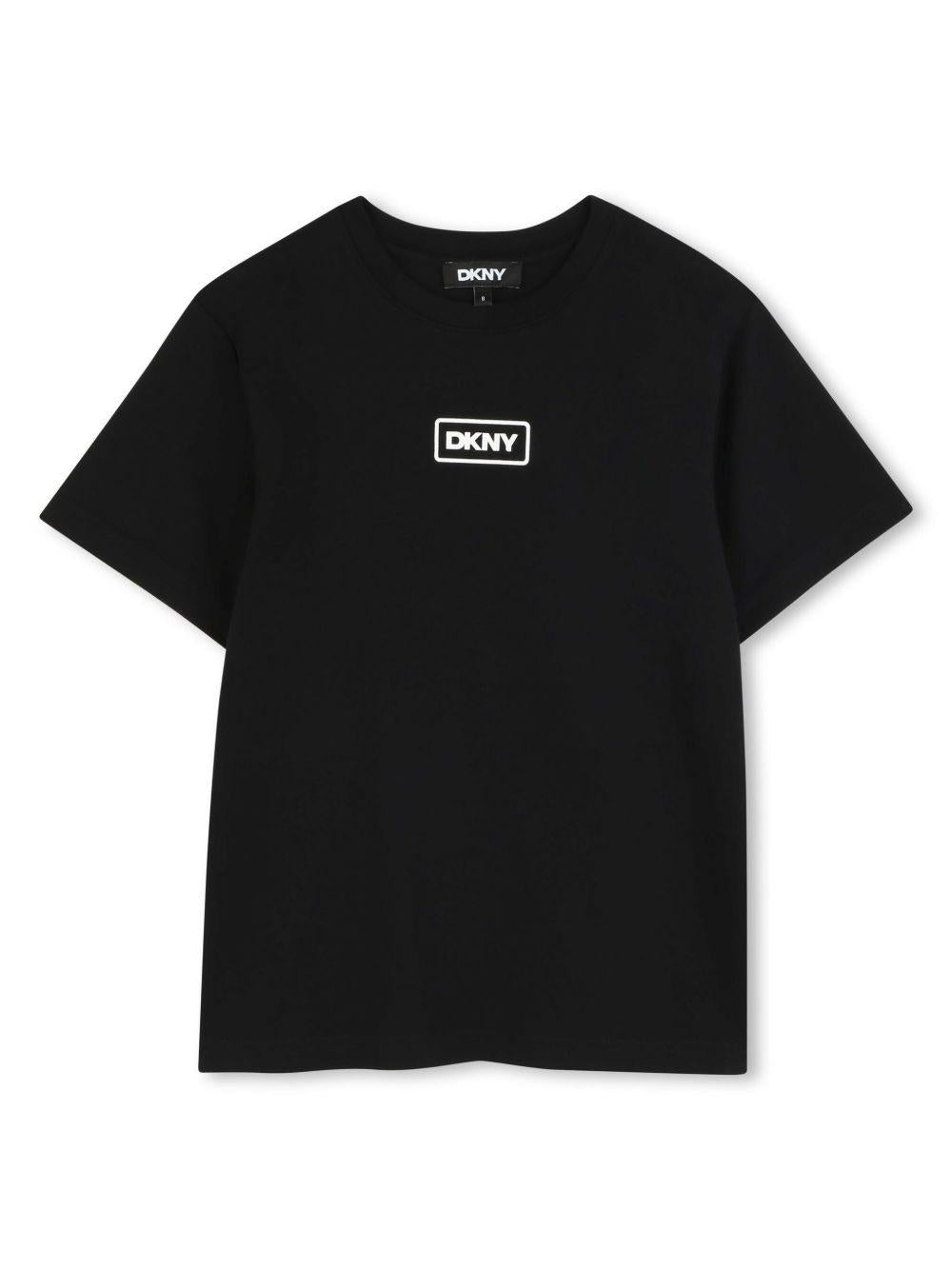 T-shirt nera mini logo centrale