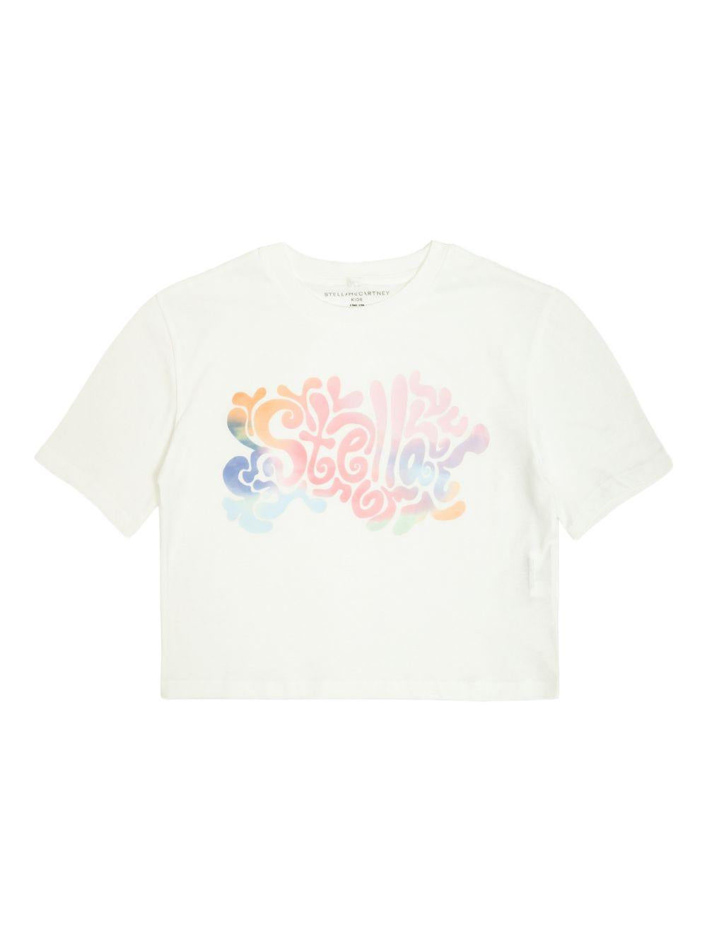 T-shirt in cotone con stampa grafica TY8A91Z0434 100 STELLA MCCARTNEY KIDS 