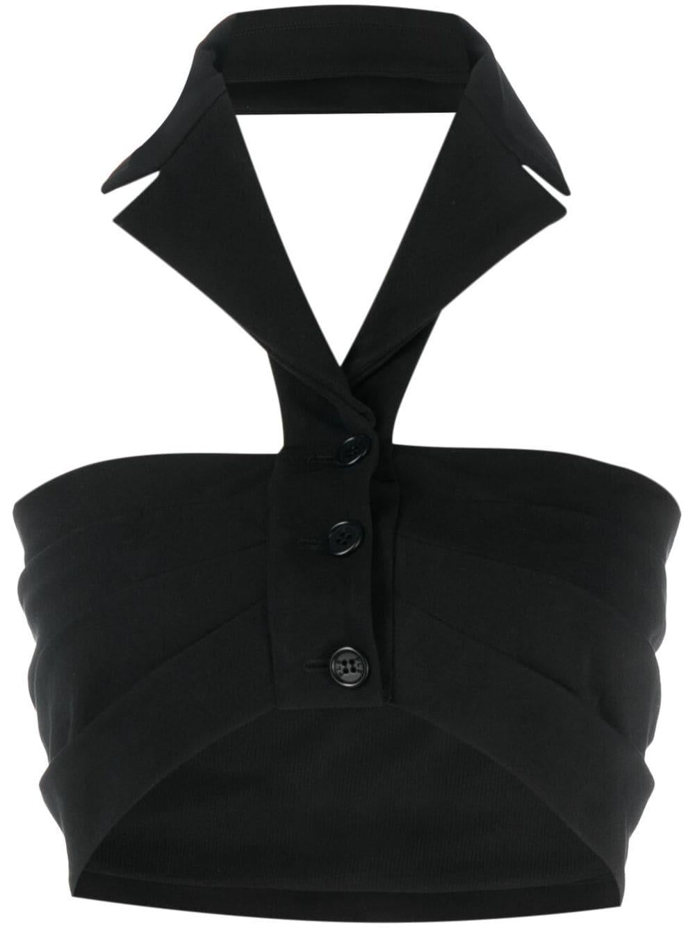 Top crop con reverse nero