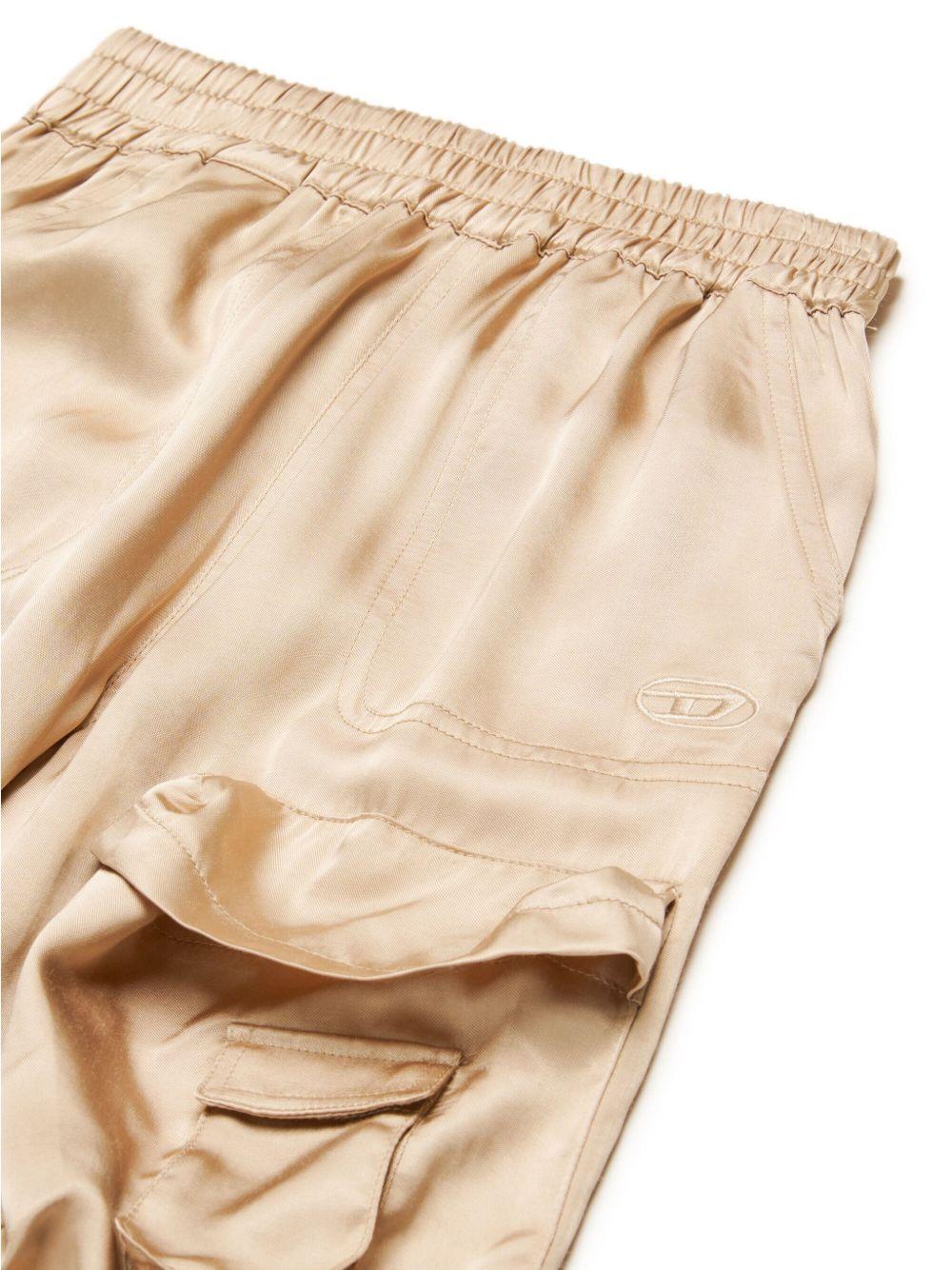 Pantalone cargo finish satinato beige
