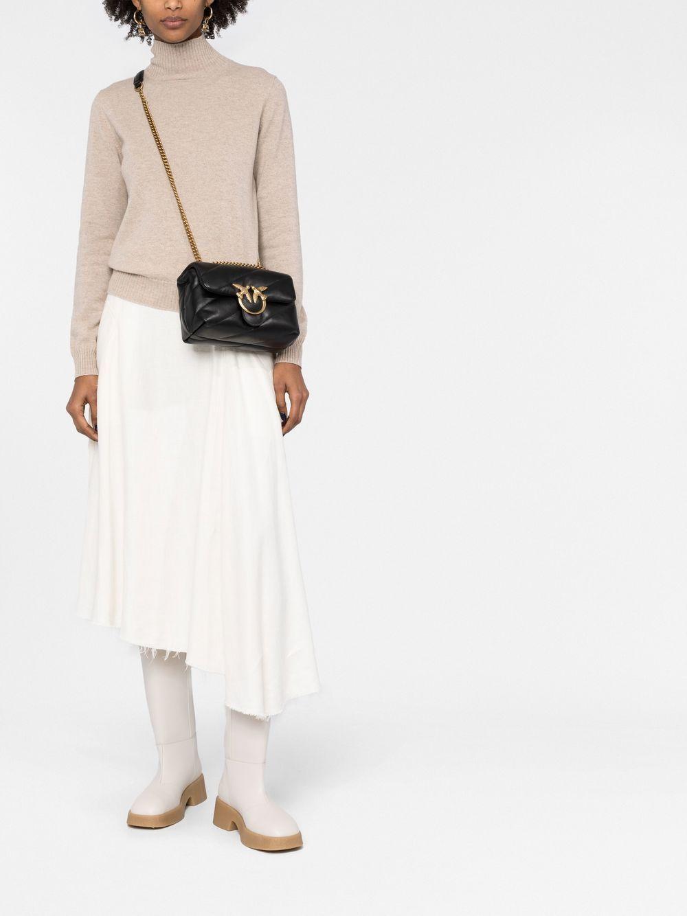 Borsa a Tracolla in Pelle Nera con Pattina Frontale 100039A0F2 Z99Q PINKO 