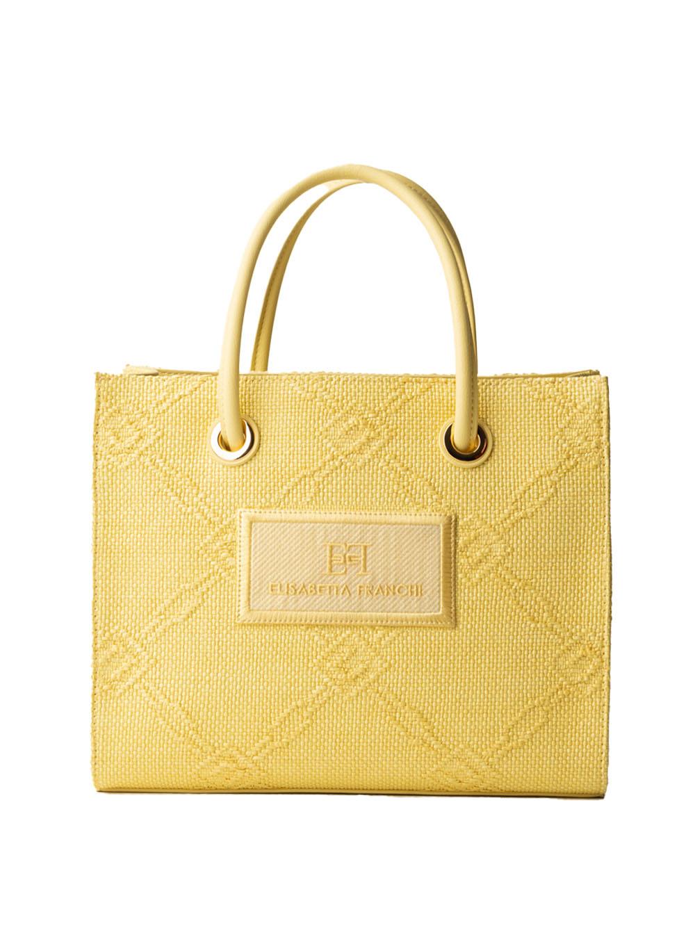 Tote piccola in rafia jacquard lemonade<BR/> BS83A52E2 DC7 ELISABETTA FRANCHI 