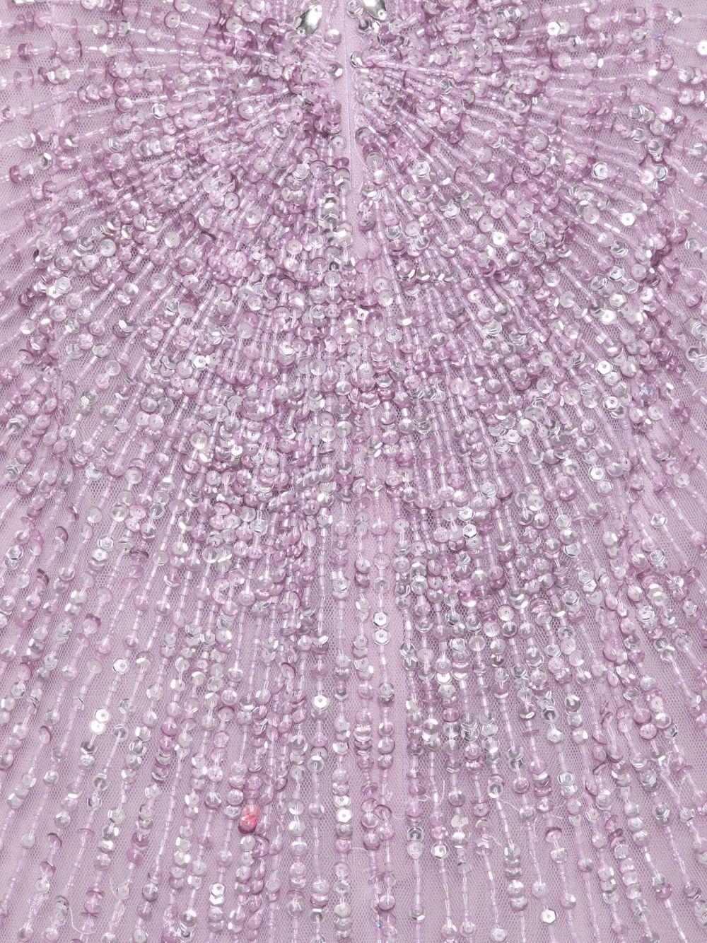 Abito Lungo Viola con Scollo a Cuore e Decorazione con Perline AR330371 SAS HOLLAND & HOLLAND 
