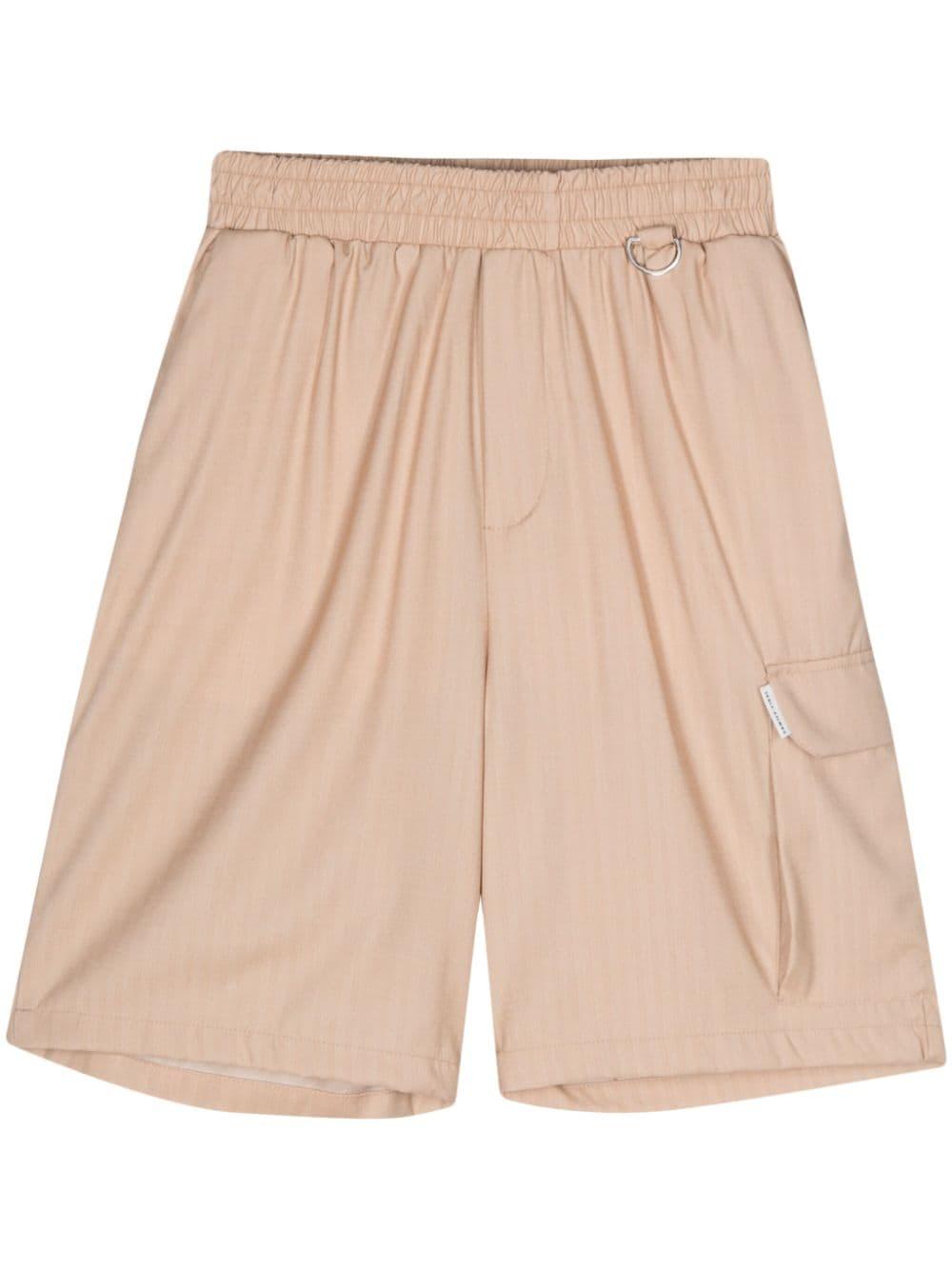 Bermuda cargo  beige a righe misto lana <BR/> PSS2401 BG FAMILY FIRST MILANO 
