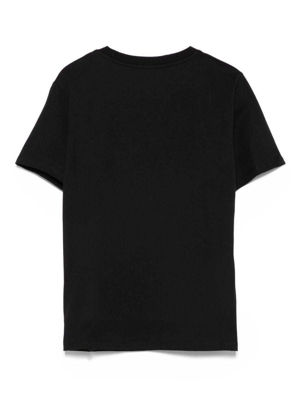T-shirt Nera con Bottoni e Logo BX8R51Z3186 930OR BALMAIN KIDS 