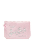 Pochette con zip e finish glitter