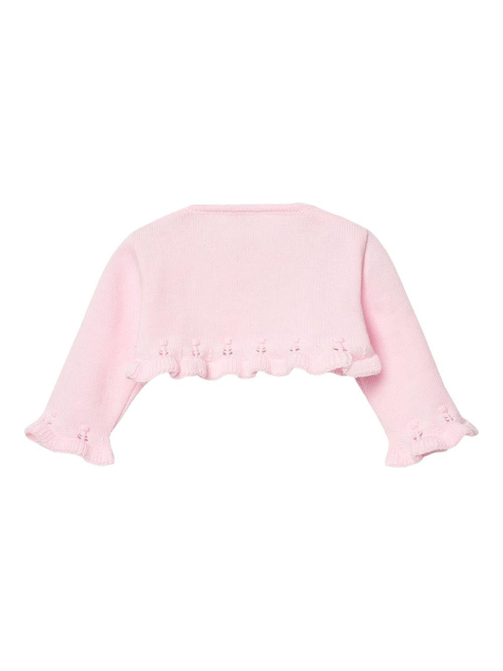 Carigan crop rosa con ricamo