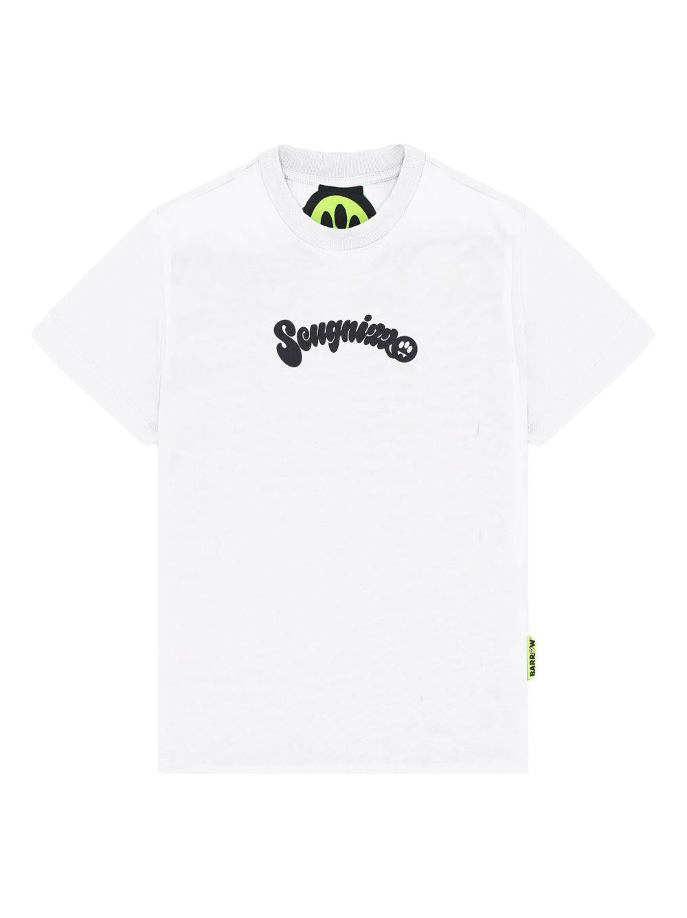 T-shirt Bianca con Stampa Grafica e Logo F5BKJUTH160 002 BARROW KIDS 