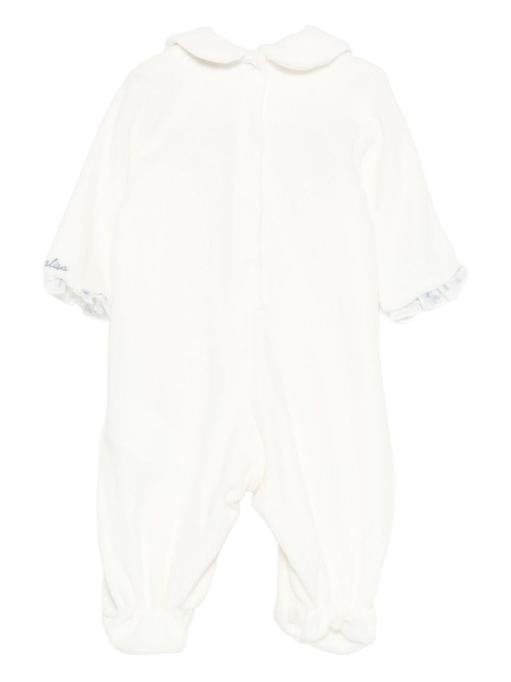 Tutina panna a fiori con colletto Peter Pan 35F2086002 0151 MONNALISA KIDS 