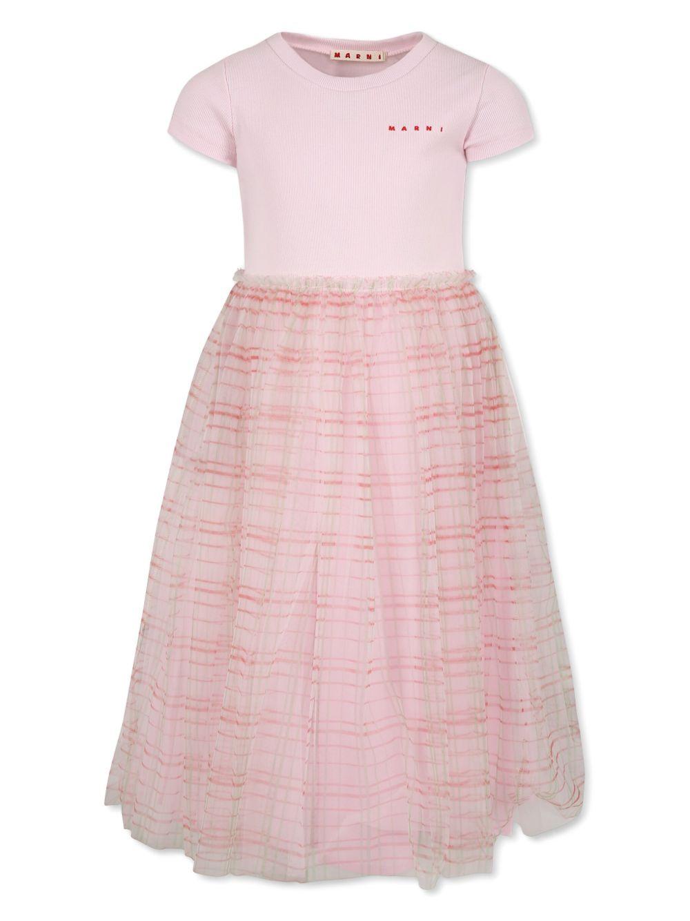 Abito rosa con gonna in tulle