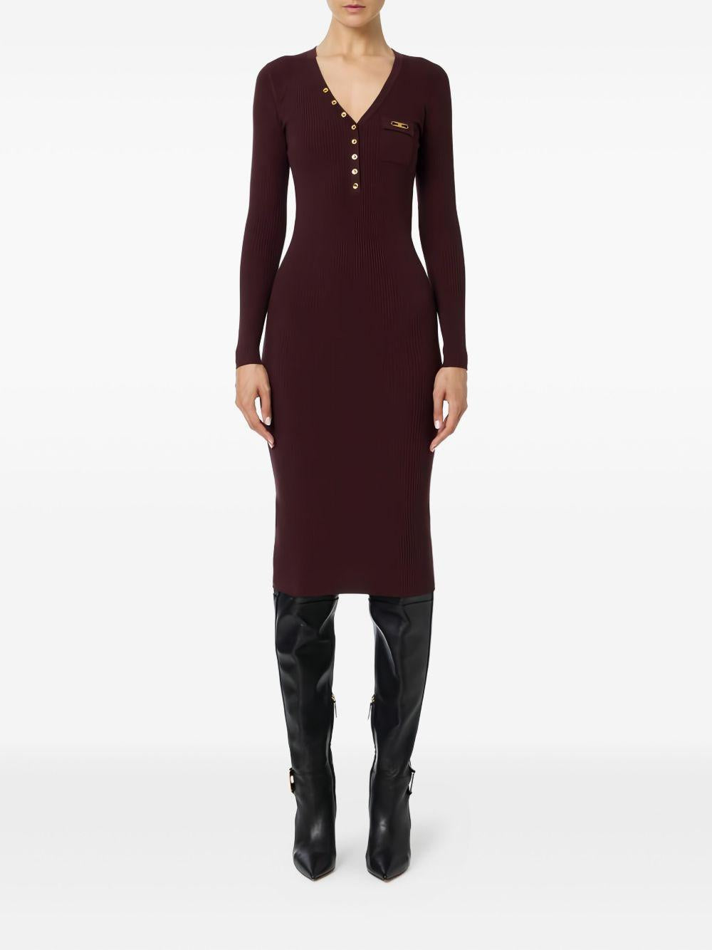 Abito Midi a Coste Rosso Merlot AM10B56E2 EA4 ELISABETTA FRANCHI 