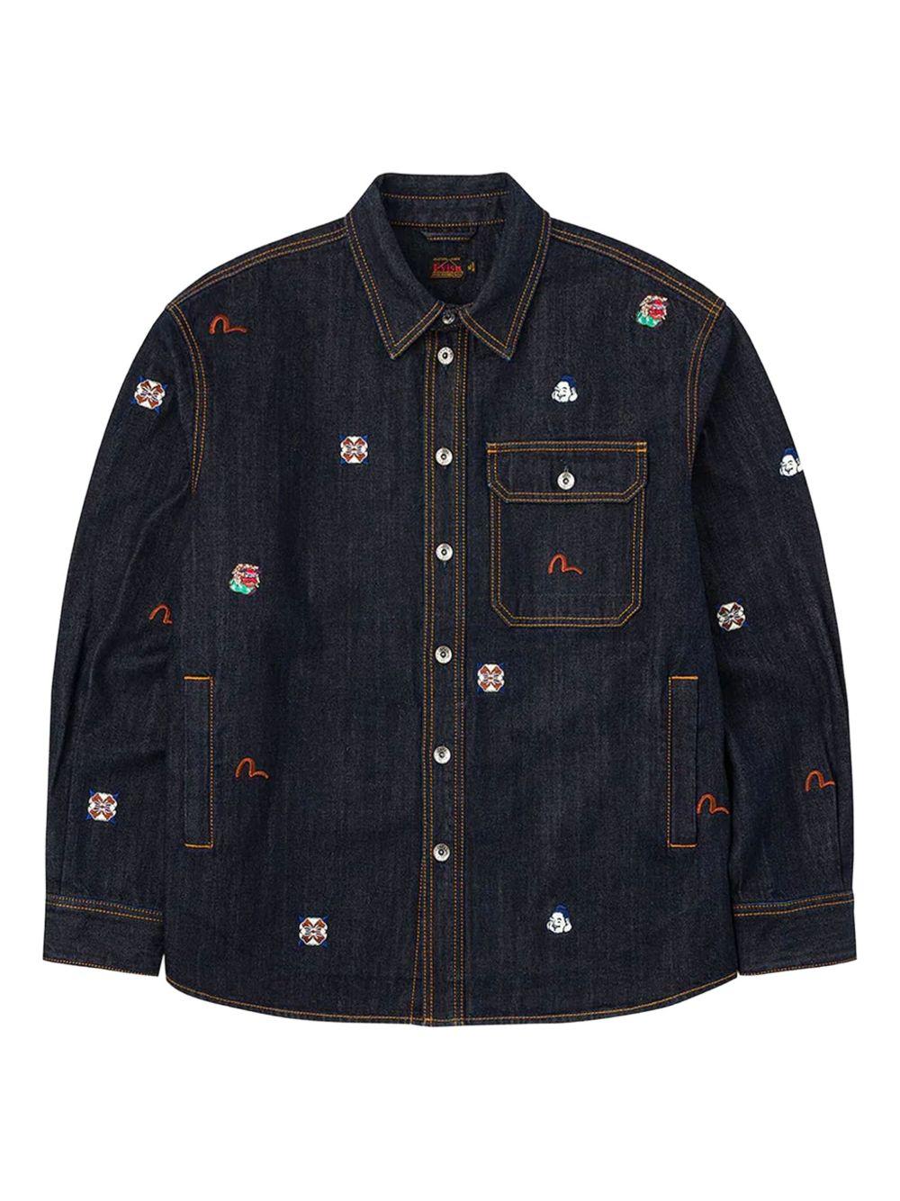 Camicia con Ricamo e Taschino sul Petto 2EAHTM5SJ1044 INDIGO EVISU 