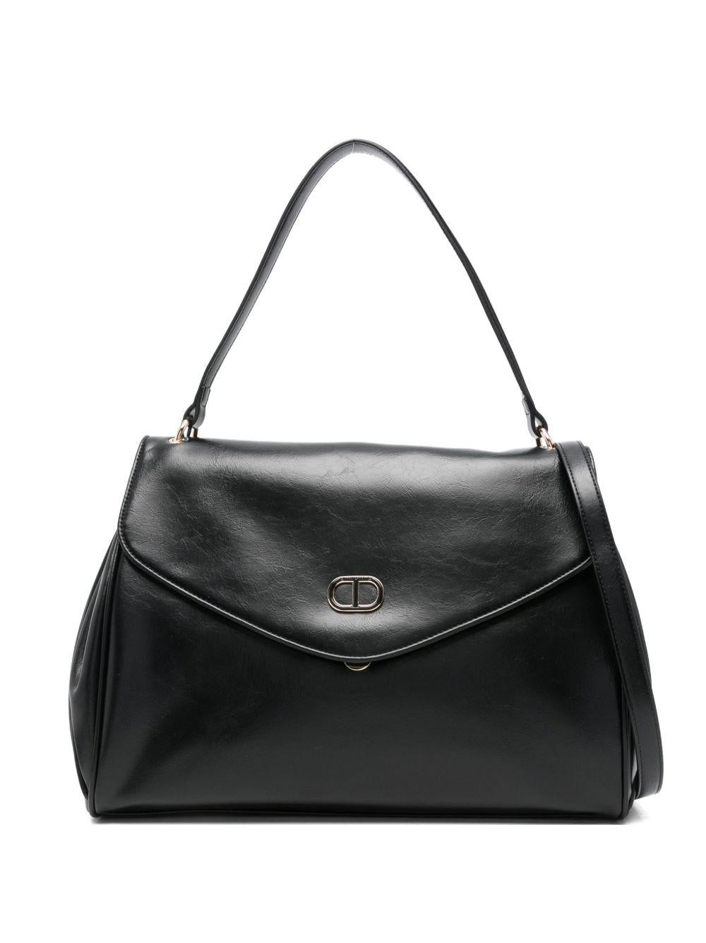 Borsa nera con tracolla e placca frontale 252TD8050 00006 TWINSET 