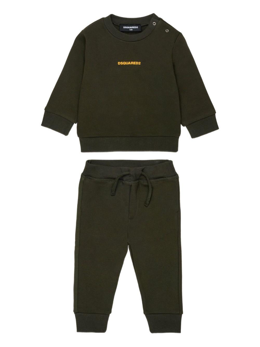Tuta Sportiva Verde Oliva con Logo DQ3146D0094 DQ518 DSQUARED KIDS 