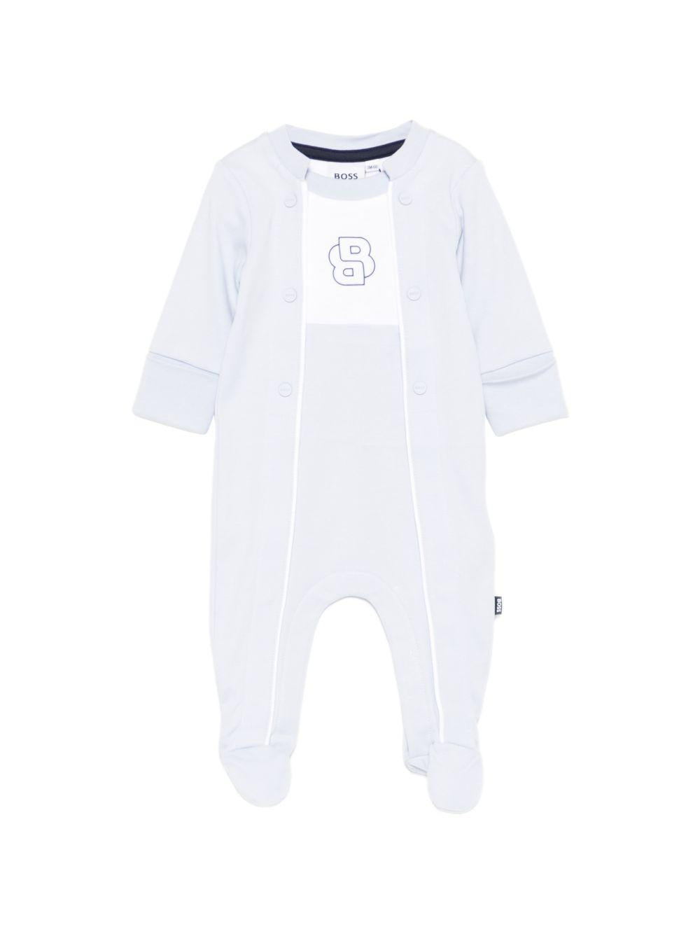 Tutina con piedini con logo ricamato J53046 771 BOSS KIDSWEAR 