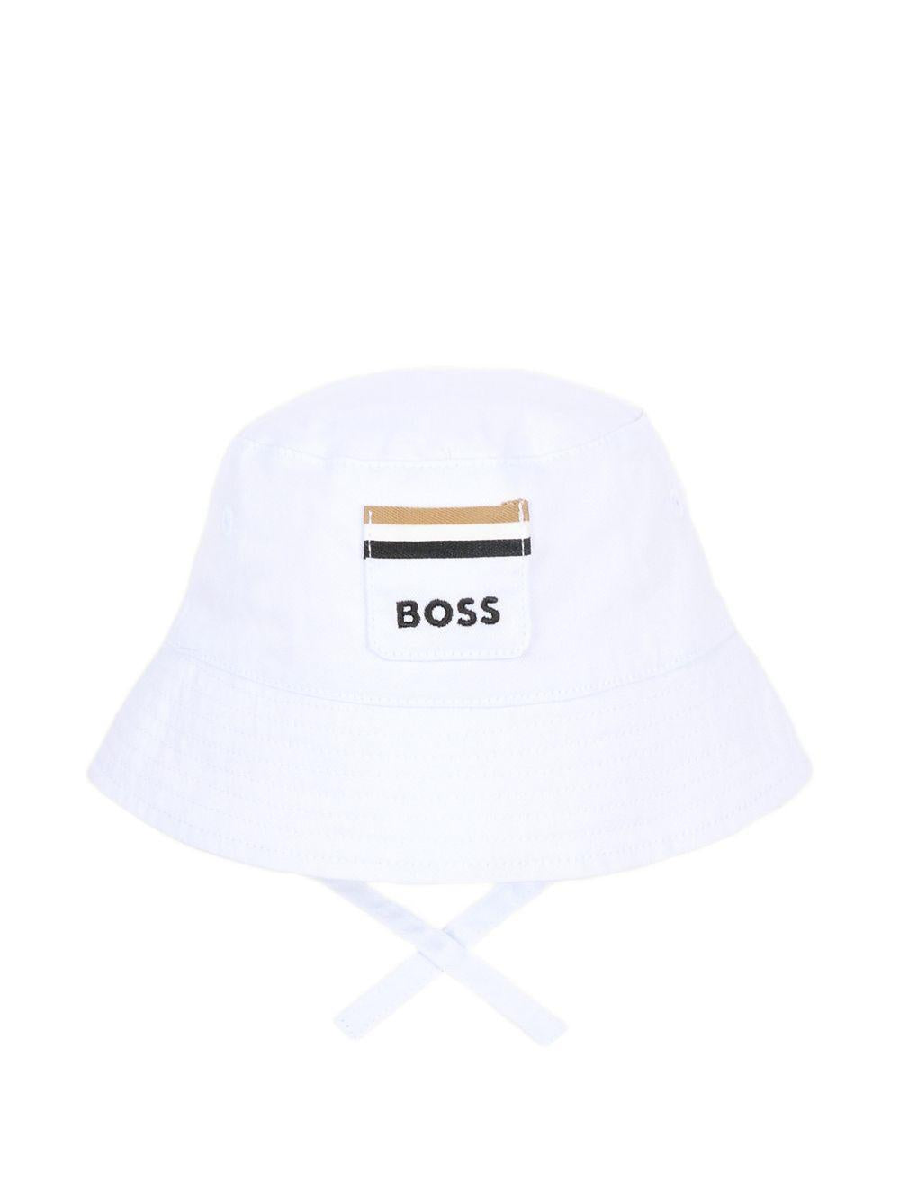 Cappello cloche in cotone con lacci J53103 10P BOSS KIDSWEAR 