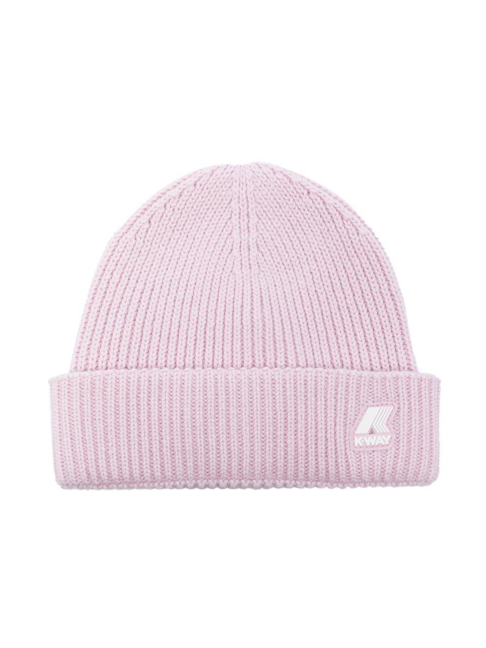 Cappello a coste rosa logato