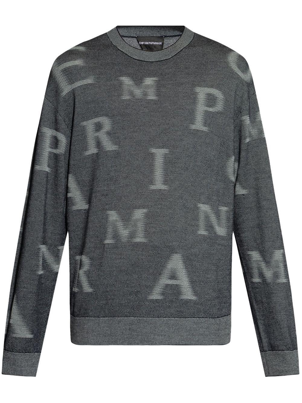 Maglione grigio scuro logo sfogato