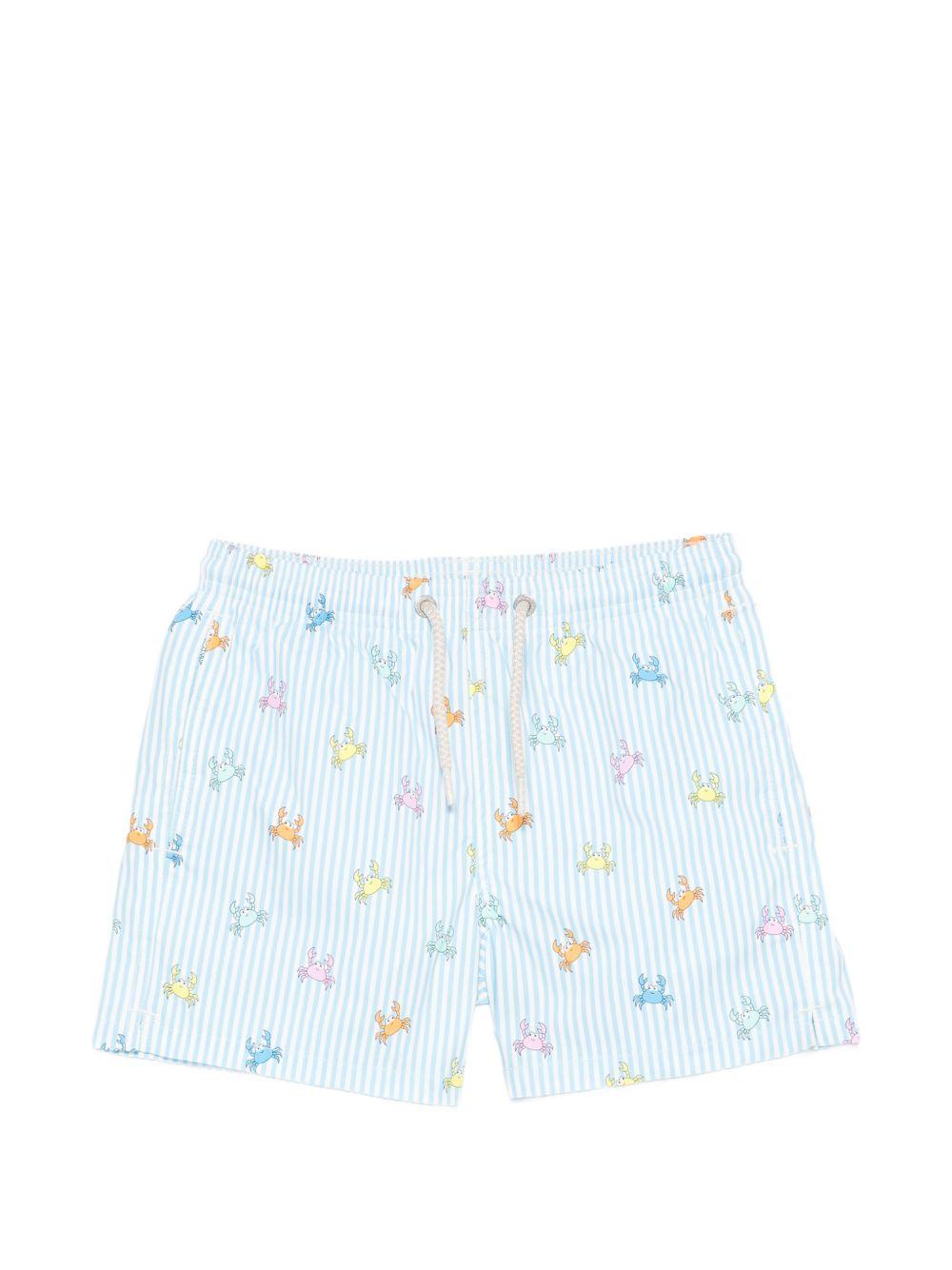 Shorts mare a righe con stampa granchi JEA0022 01081L MC2 SAINT BARTH KIDS 