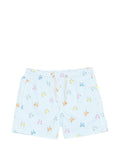 Shorts mare a righe con stampa granchi