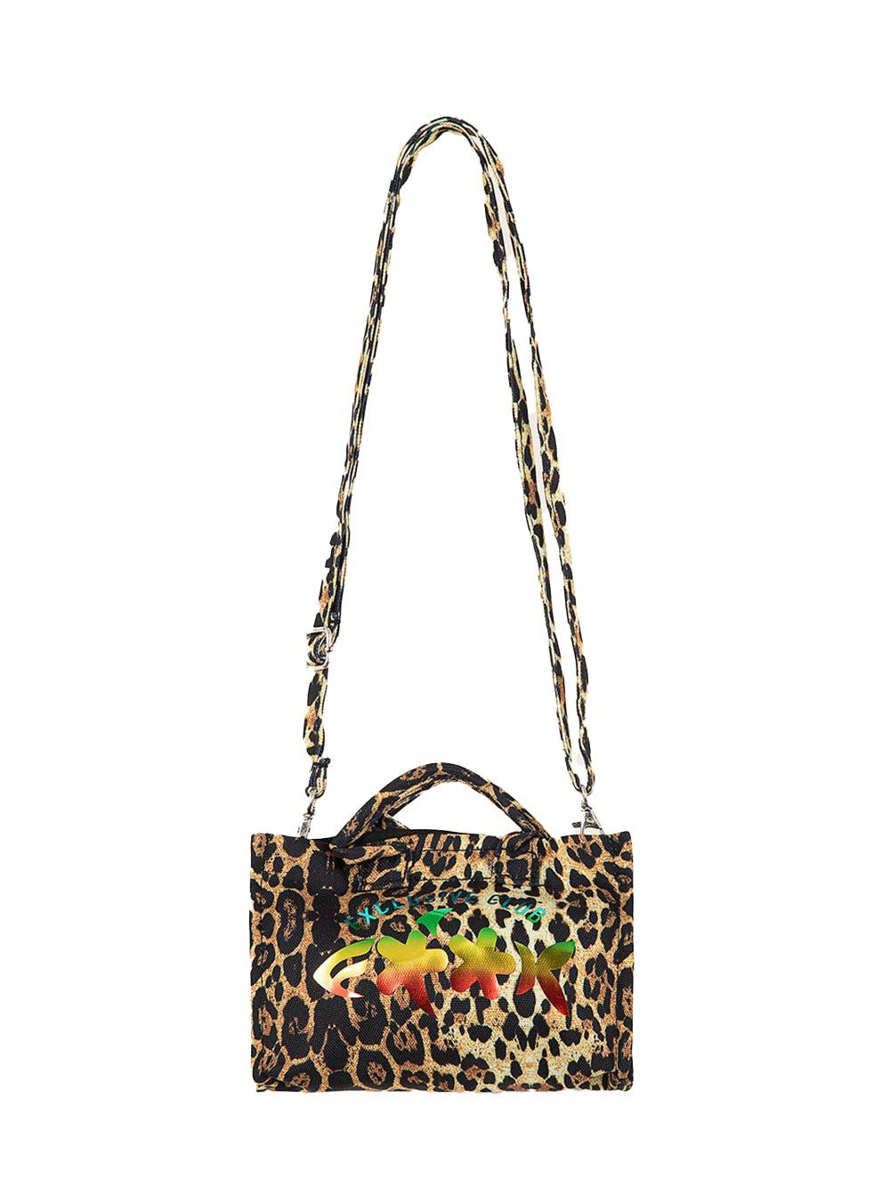 Borsa fantasia leo e logo laminato multicolor