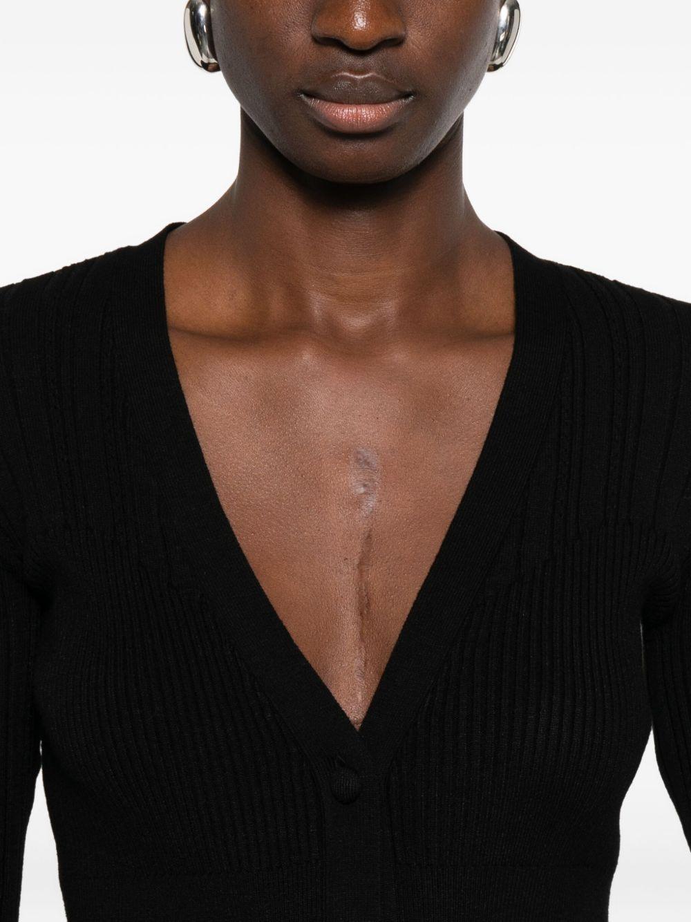 Abito nero a coste con scollo a V e bottoni 252TT3222 00006 TWINSET 