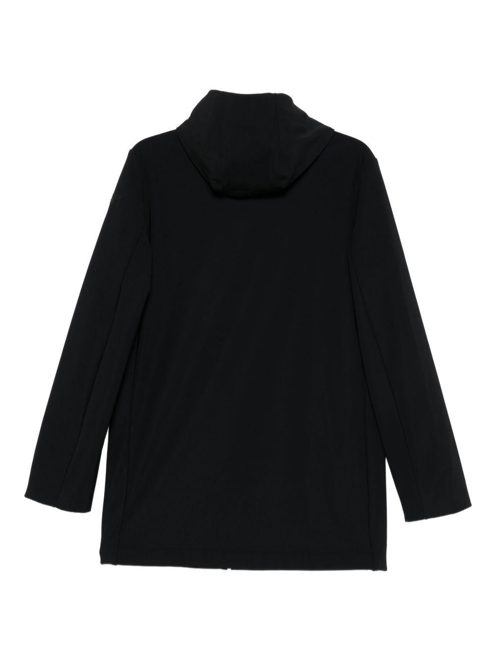 Cappotto nero con zip frontale e cappuccio W25045 10 RRD 