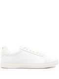White sneakers with leather laces and round toe